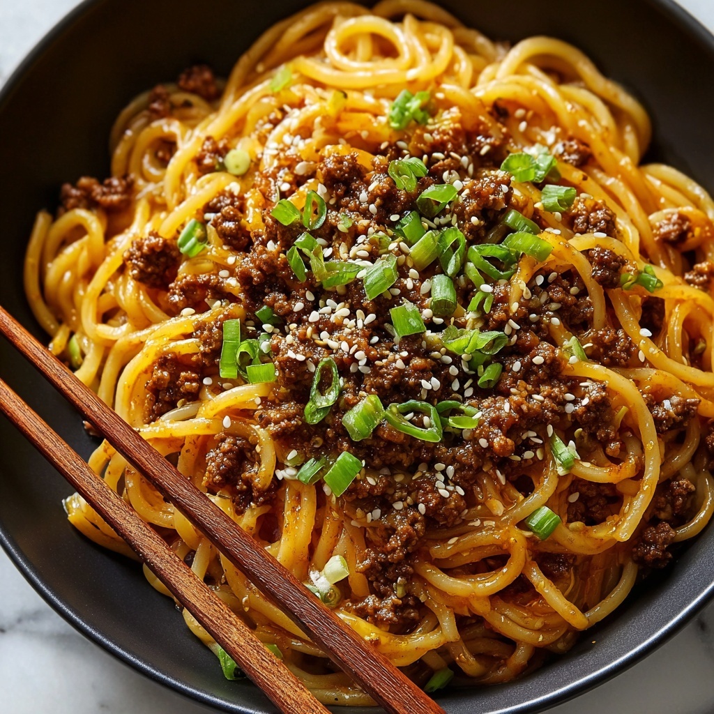 Mongolian Ground Beef Noodles Recipe - Recipe Image