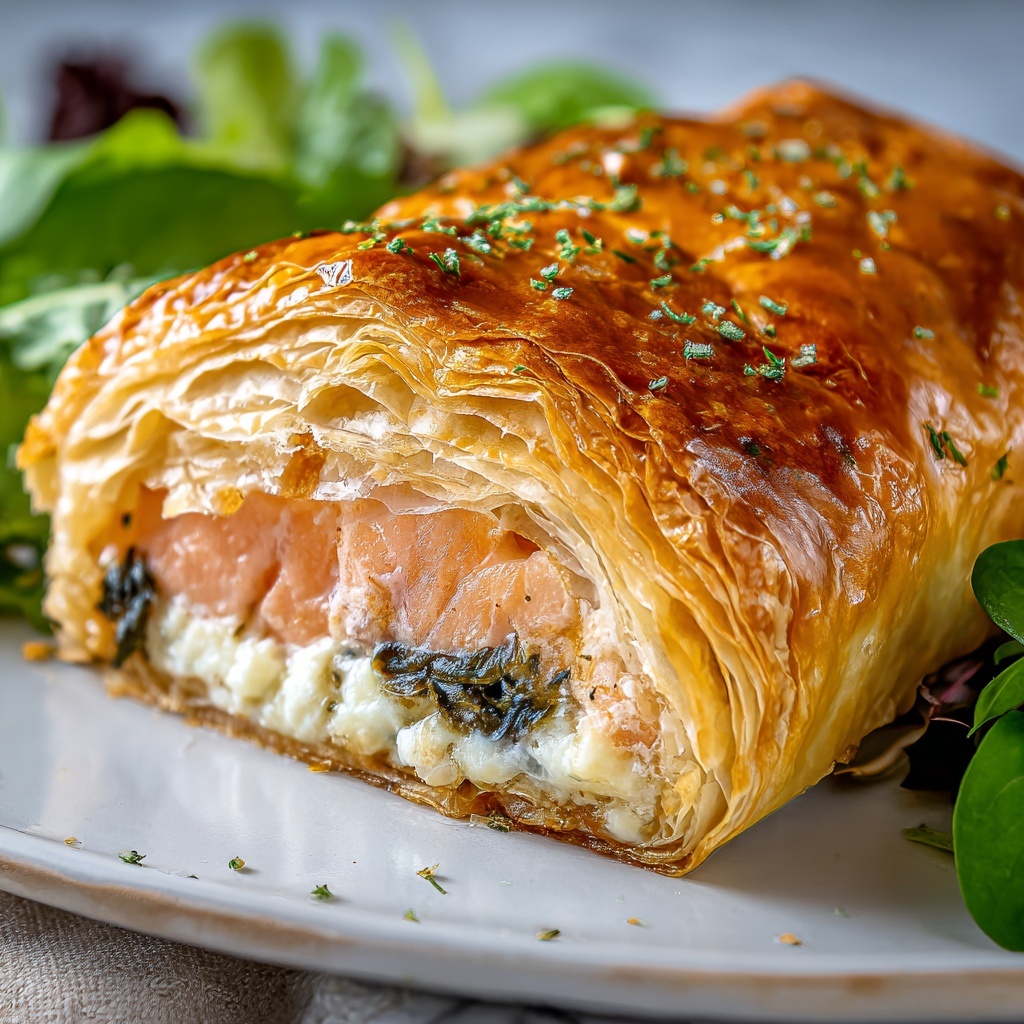 Salmon Wellington with Spinach and Herb Cream Cheese Filling Recipe - Recipe Image