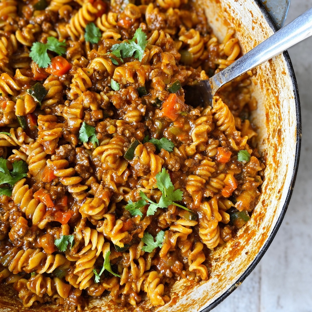 One-Pot Cheesy Taco Pasta Recipe - Recipe Image