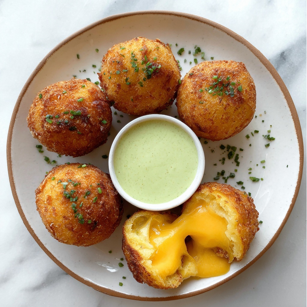 Cheesy Potato Croquettes with Hatch Chile Sauce Recipe - Recipe Image