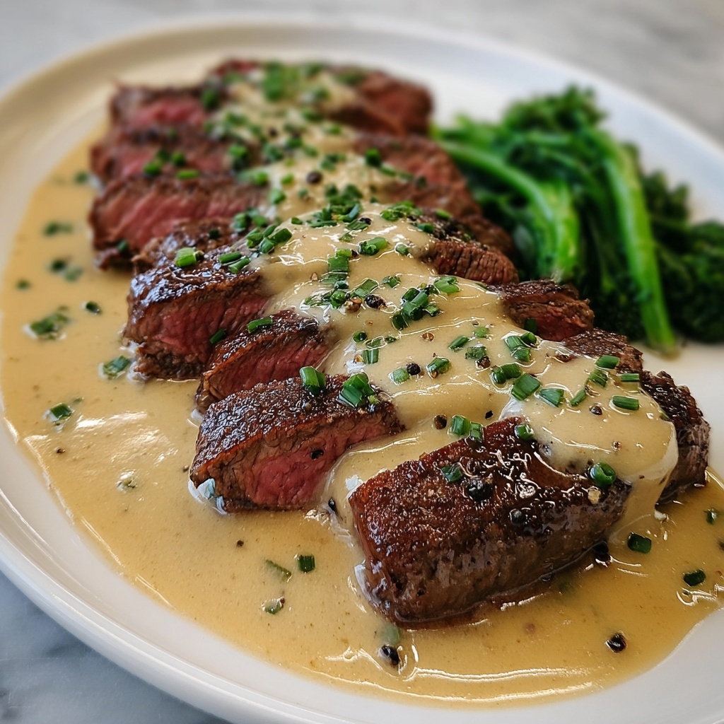 Juicy Steak with Creamy Garlic Sauce Recipe - Recipe Image