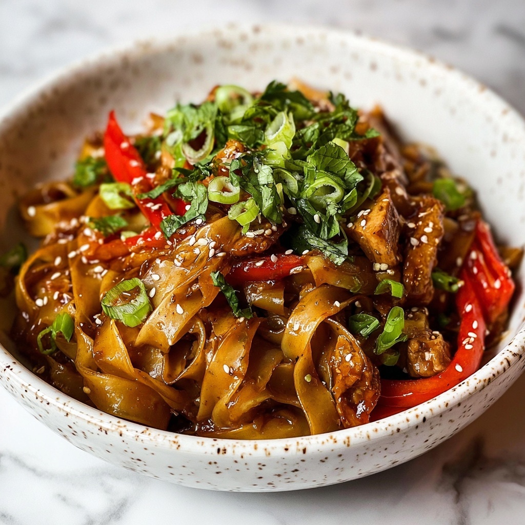Crispy Garlic Chicken Drunken Noodles Recipe - Recipe Image