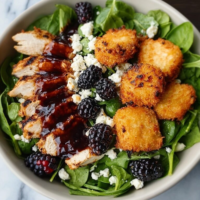 Blackberry Balsamic Grilled Chicken Salad with Crispy Fried Goat Cheese Recipe