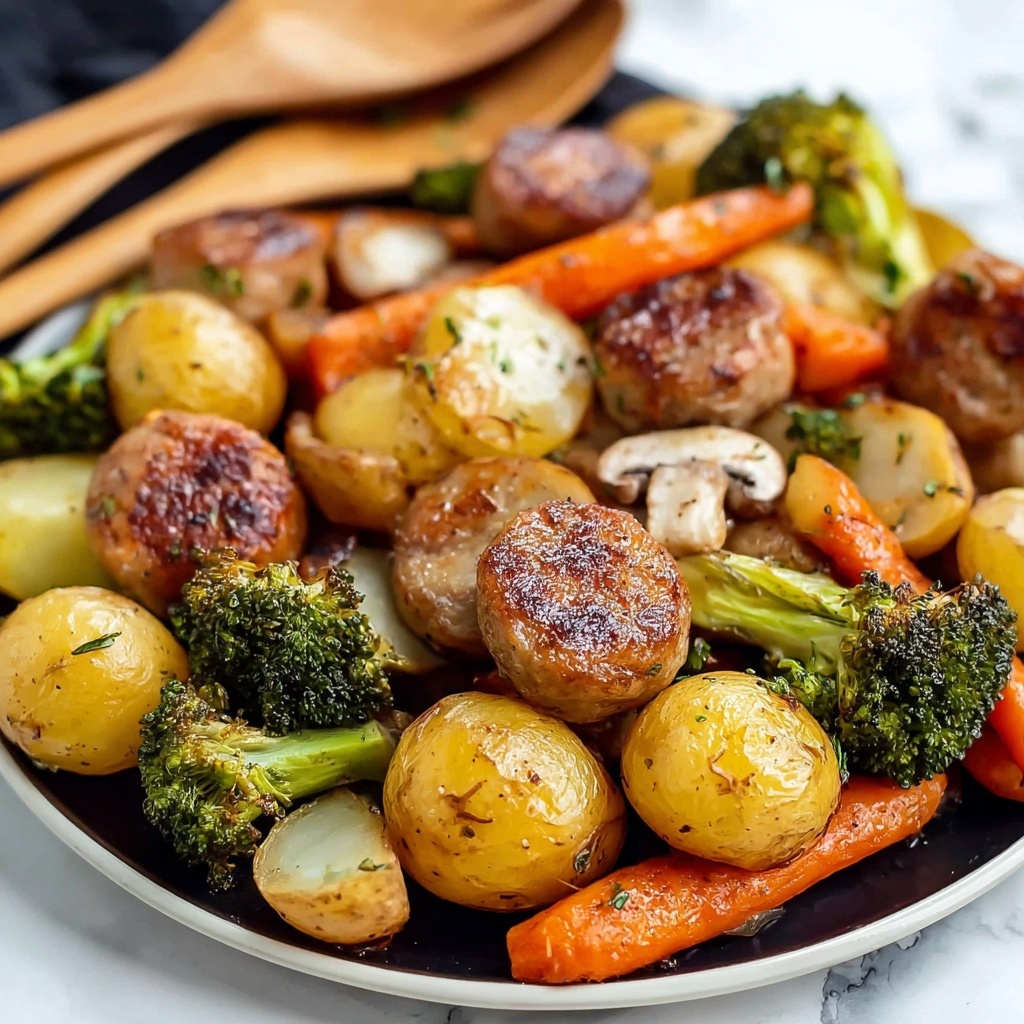 One Pan Baked Italian Sausage and Veggies Recipe - Recipe Image