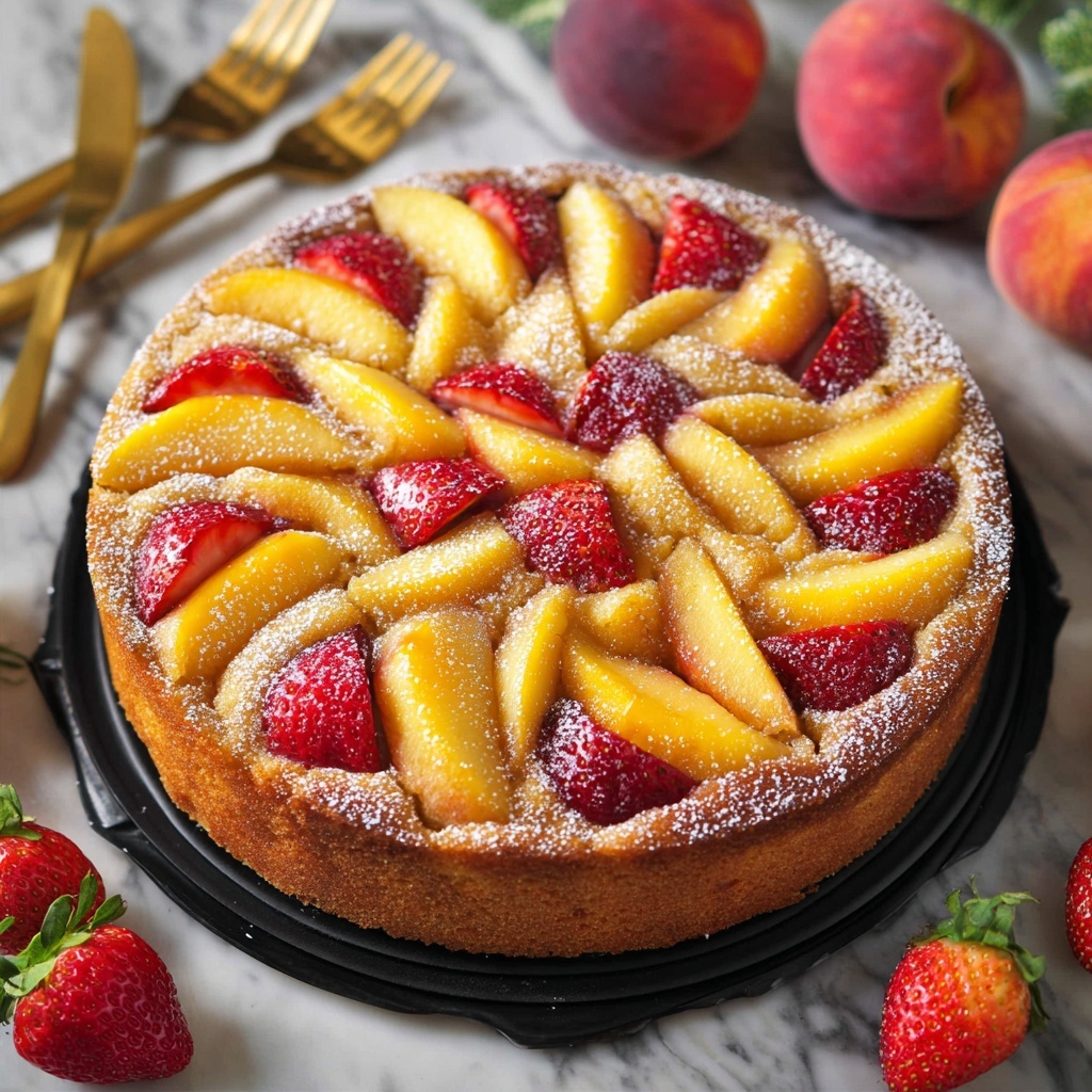 Strawberry Peach Cake Recipe - Recipe Image