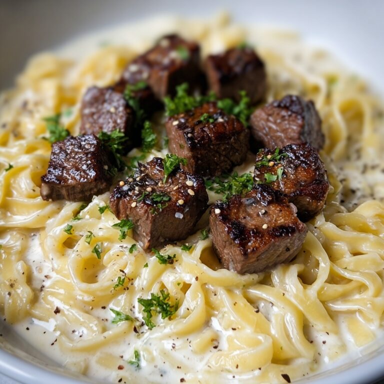 Garlic Butter Steak Bites with Creamy Parmesan Pasta Recipe