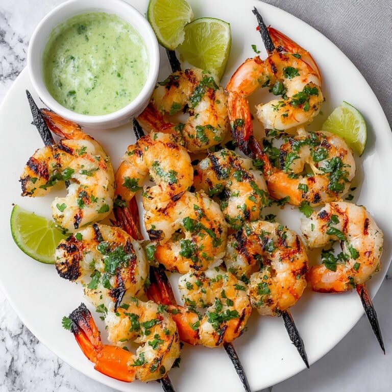 Grilled Cilantro Lime Shrimp with Avocado Lime Dipping Sauce Recipe