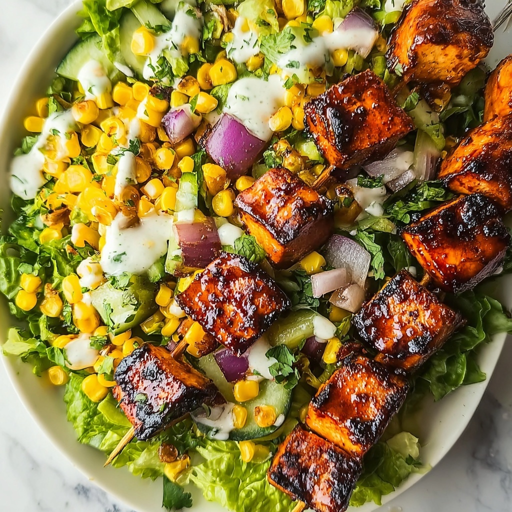 BBQ Chicken Skewer Salad Recipe - Recipe Image