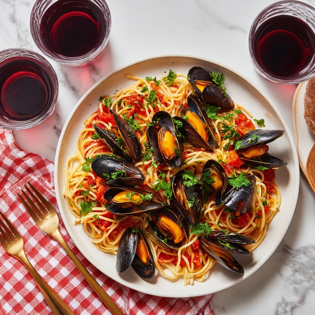 Speedy Mussels with Pasta Recipe - Recipe Image
