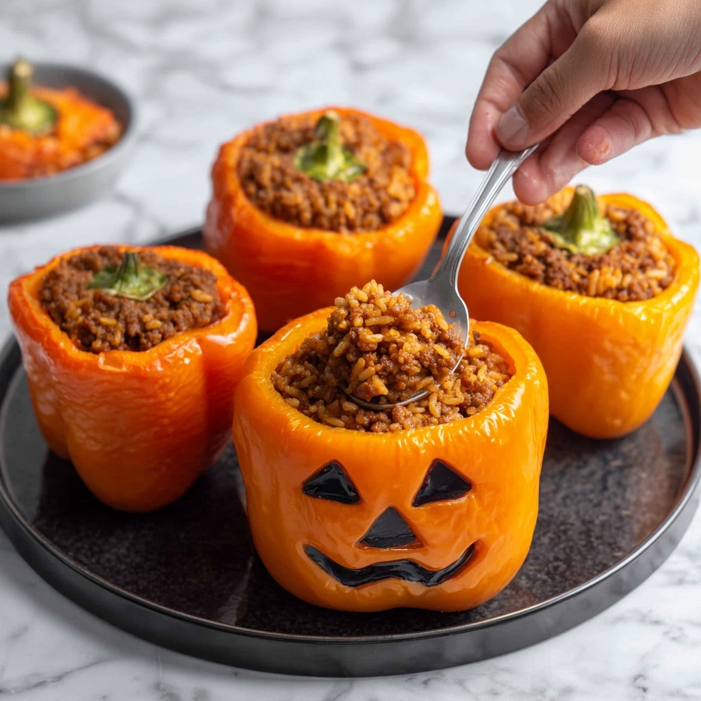 Jack-O'-Lantern Stuffed Peppers Recipe - Recipe Image