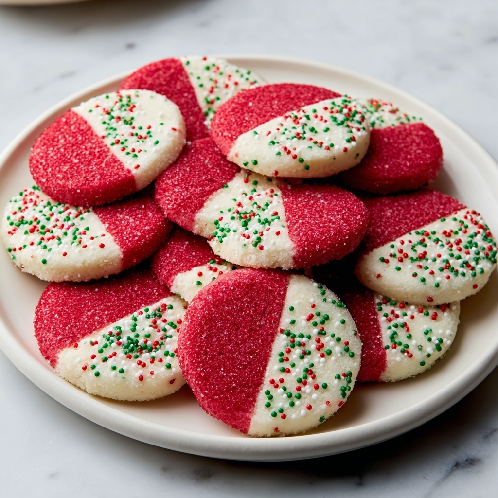 Red Velvet Shortbread Cookies Dipped in White Chocolate Recipe - Recipe Image