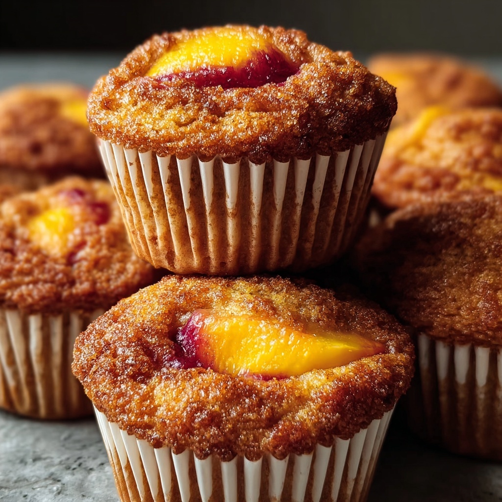 Jumbo Caramel Peach Cobbler Muffins Recipe - Recipe Image