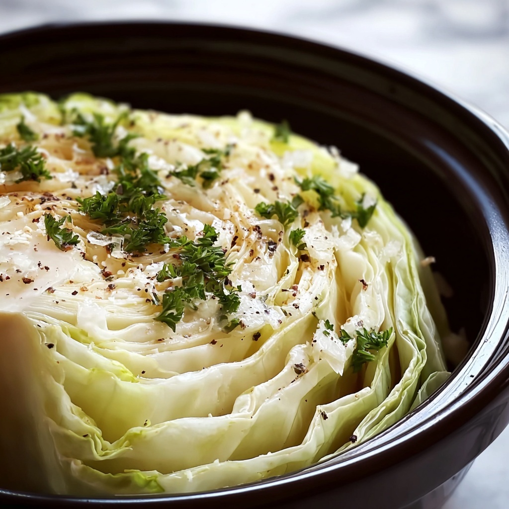 Creamy Slow Cooker Garlic Parmesan Cabbage Recipe - Recipe Image