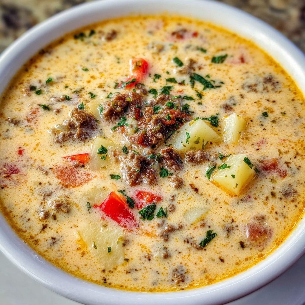 Cheesy Sausage Potato Soup Recipe - Recipe Image