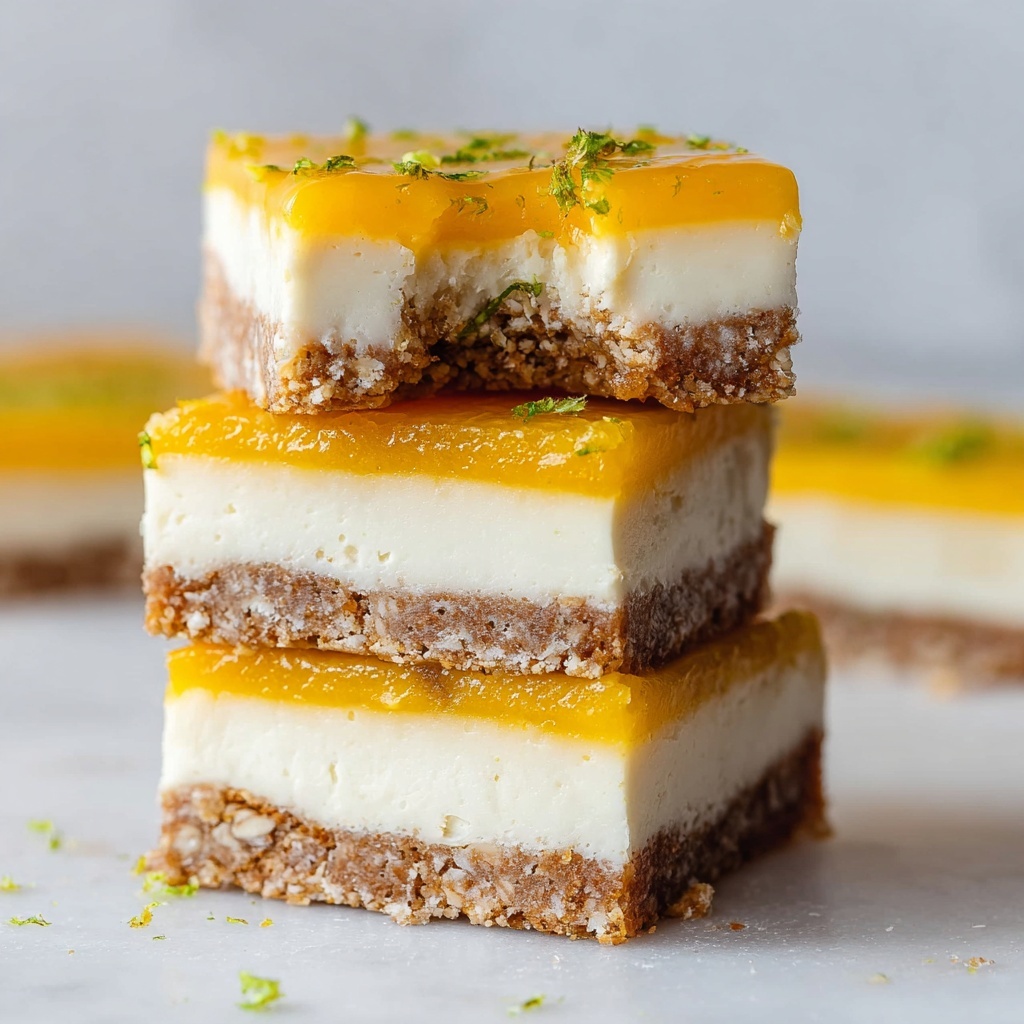 No-Bake Mango Cheesecake Bars (Vegan, Gluten-Free) Recipe - Recipe Image