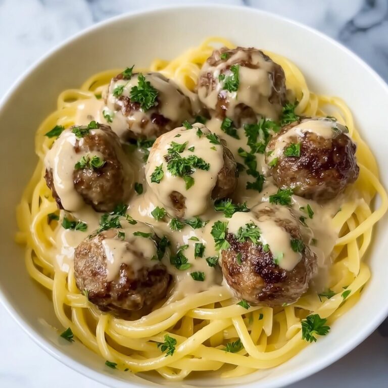 Parmesan Linguine with Garlic Butter Meatballs Recipe