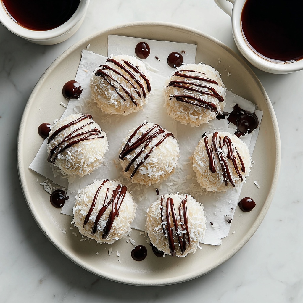 No Bake Coconut Cookie Balls with Chocolate Centers Recipe - Recipe Image