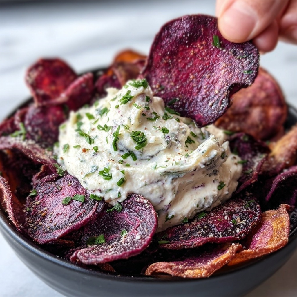 Roasted Beet Chips with Whipped Feta Dip Recipe - Recipe Image