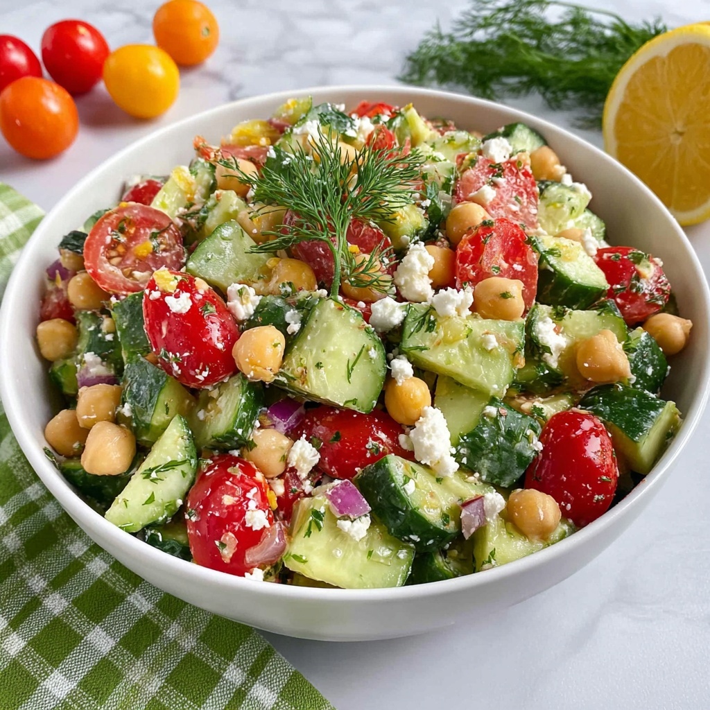 Refreshing Chickpea Cucumber Feta Salad Recipe - Recipe Image