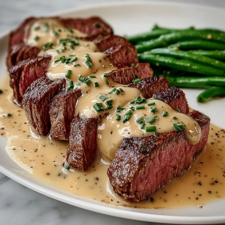 Juicy Steak with Creamy Garlic Sauce Recipe