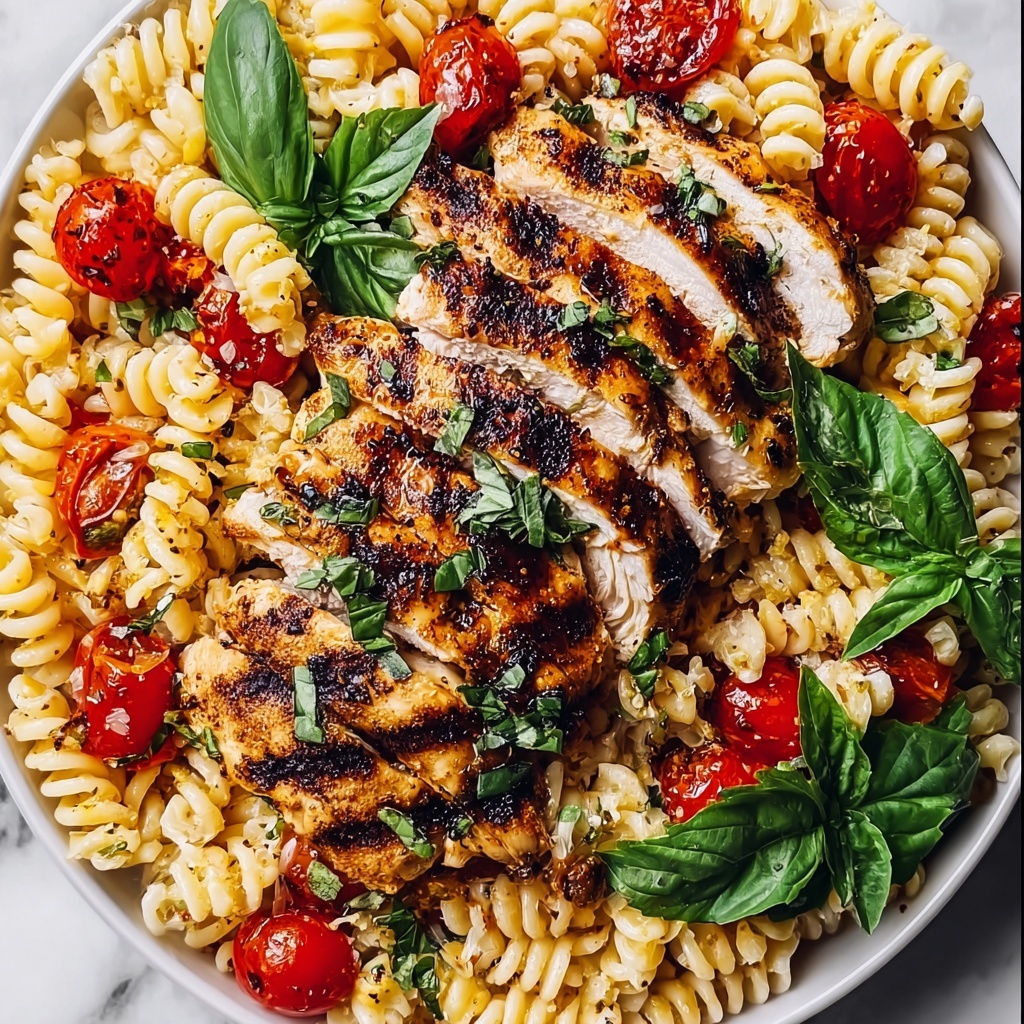 Tomato Basil Pasta with Balsamic Grilled Chicken Recipe - Recipe Image