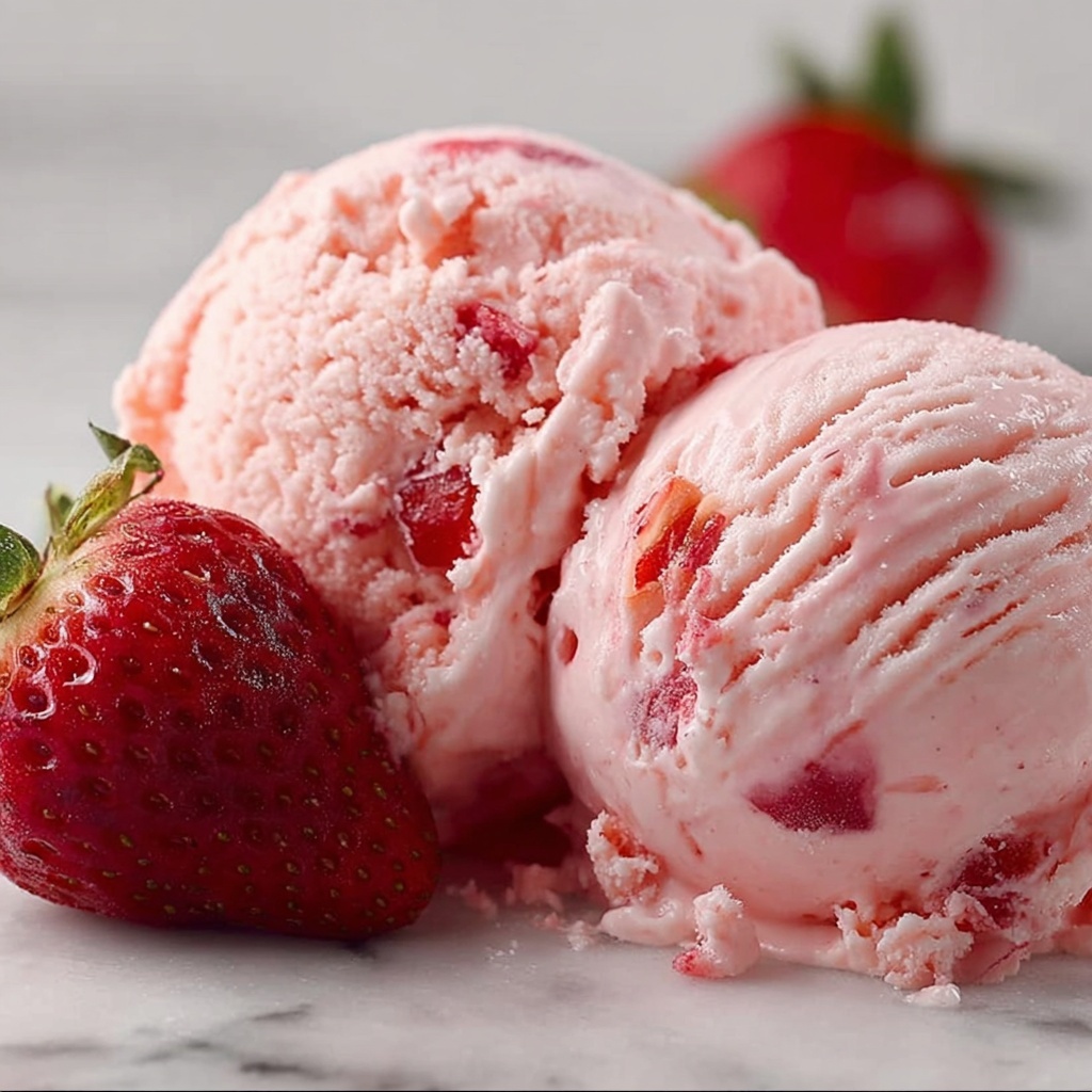 Creamy Strawberry Ice Cream with Fresh Chunks Recipe - Recipe Image
