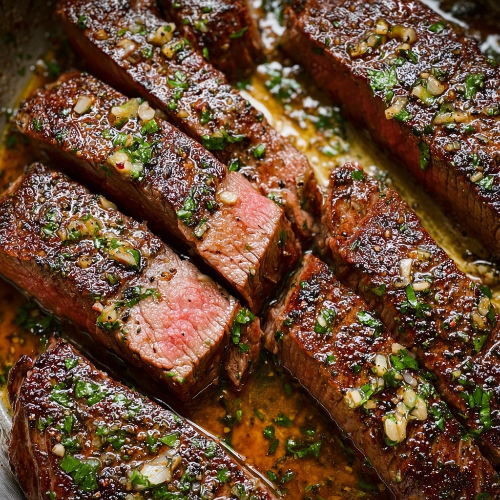 Garlic Butter Skillet Flank Steak Oven Recipe - Recipe Image
