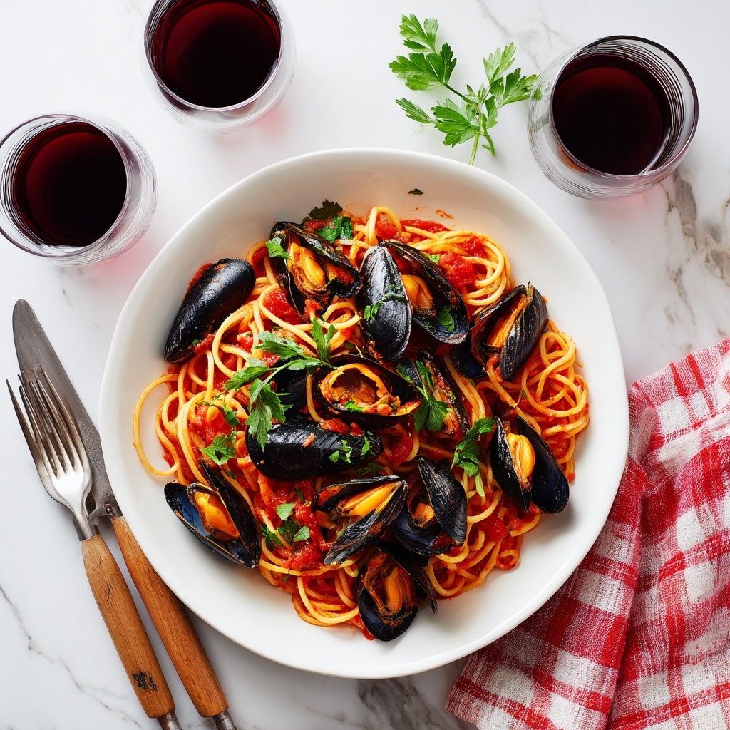Speedy Mussels with Pasta Recipe - Recipe Image