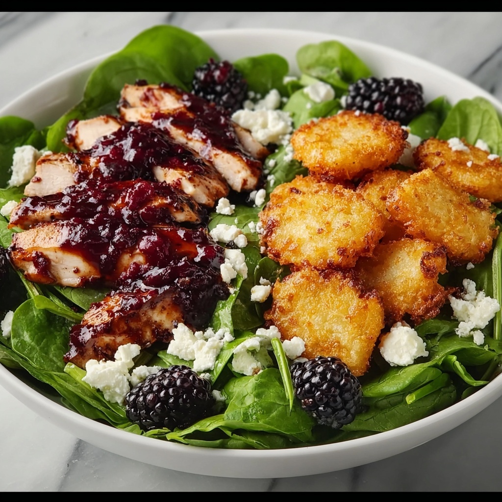 Blackberry Balsamic Grilled Chicken Salad with Crispy Fried Goat Cheese Recipe - Recipe Image