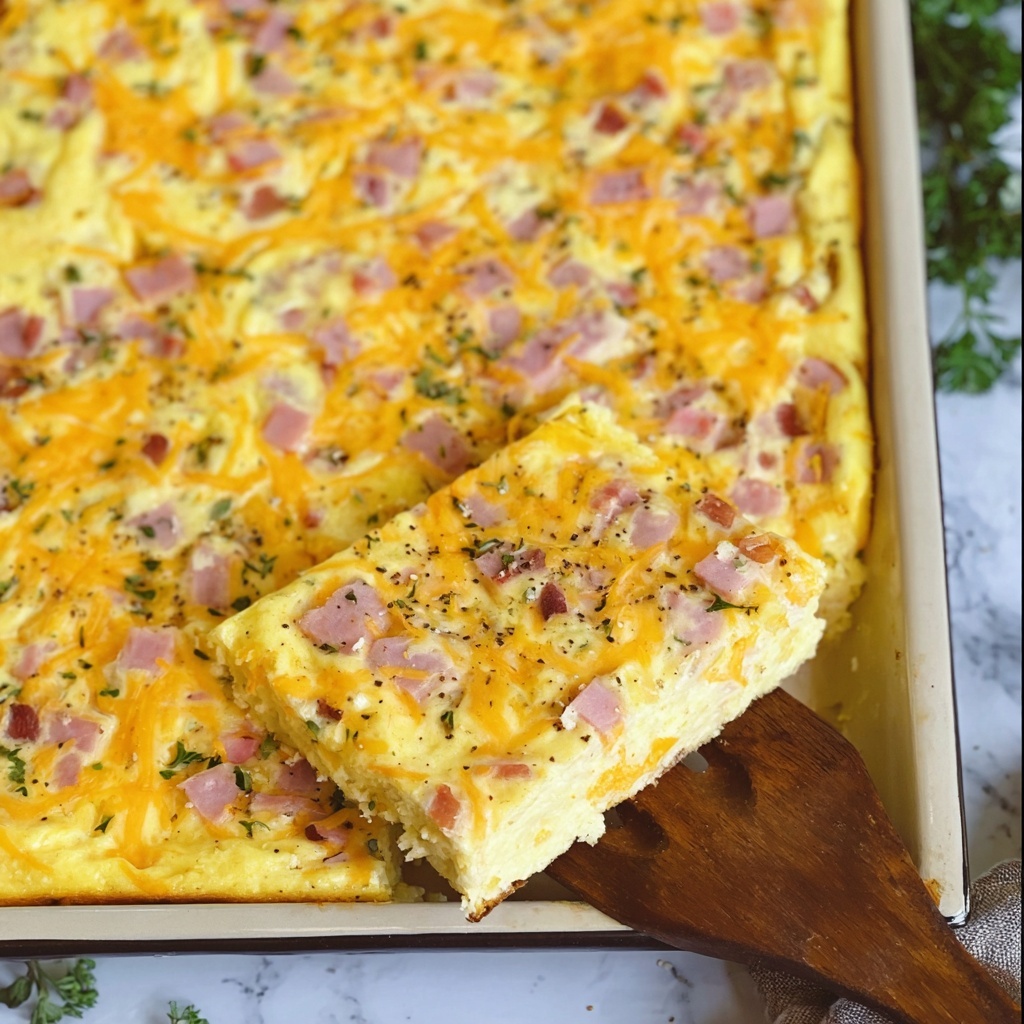 Ham & Cheese Sheet Pan Breakfast Casserole Recipe - Recipe Image