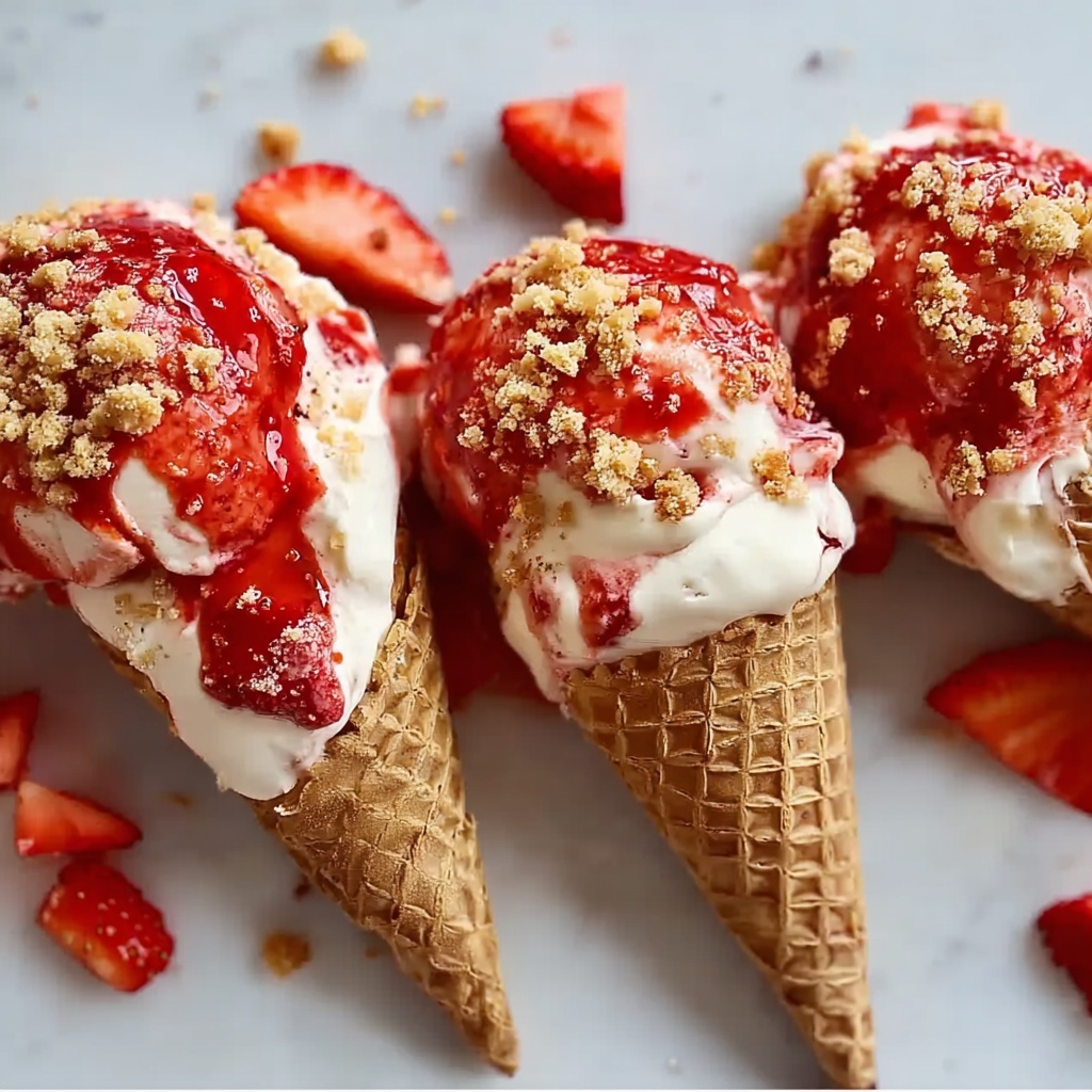 Strawberry Crunch Cheesecake Cones Recipe - Recipe Image