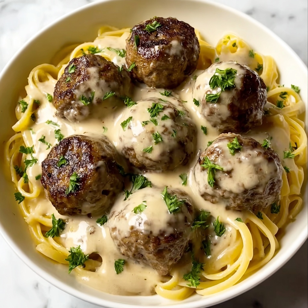 Parmesan Linguine with Garlic Butter Meatballs Recipe - Recipe Image