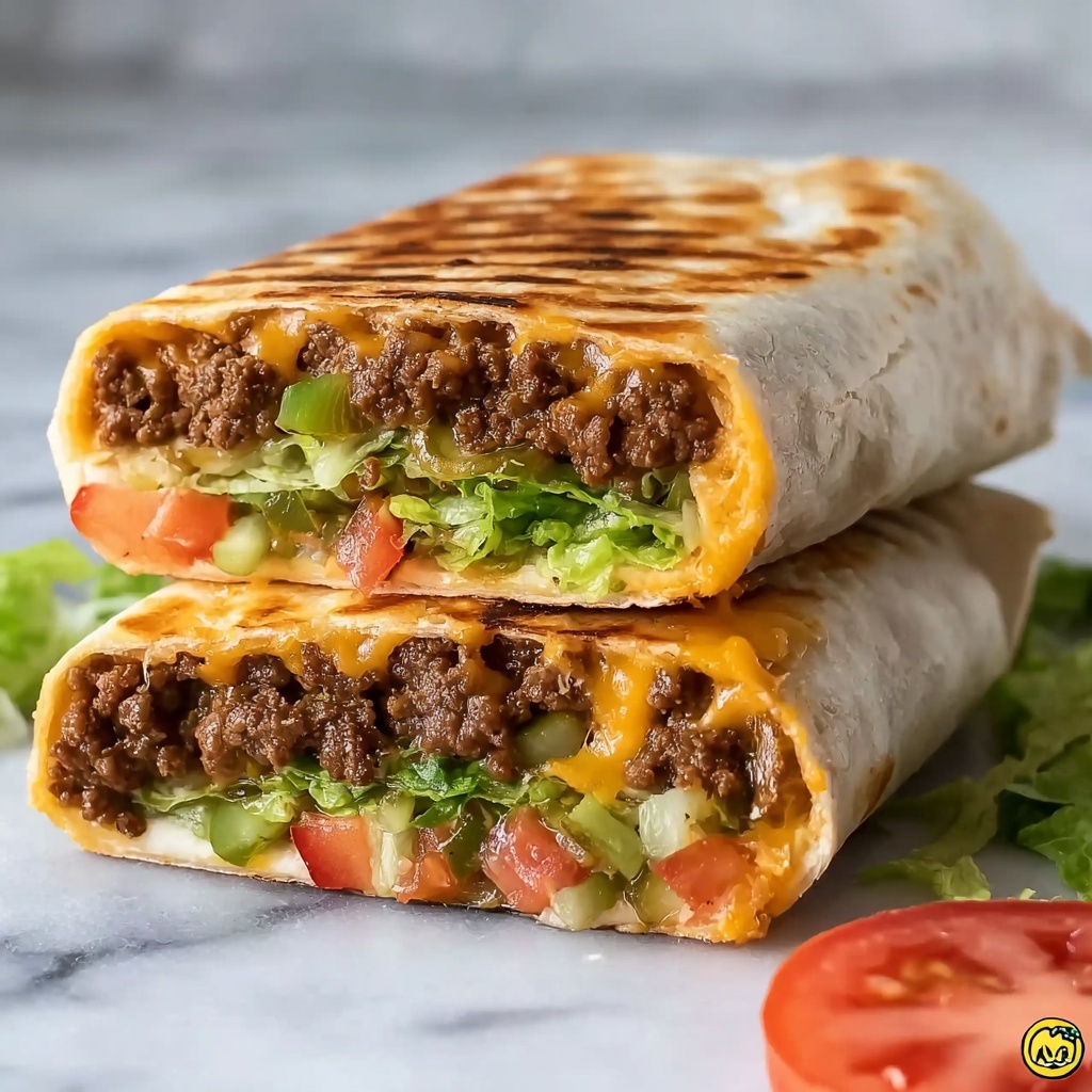 Grilled Cheeseburger Wraps Recipe - Recipe Image