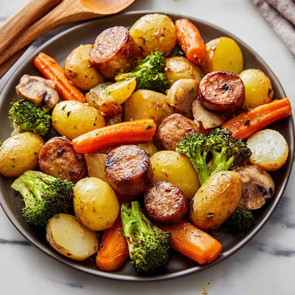 One Pan Baked Italian Sausage and Veggies Recipe - Recipe Image
