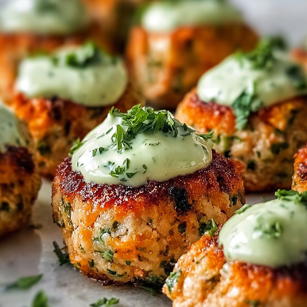 Baked Salmon Meatballs with Creamy Avocado Sauce Recipe - Recipe Image