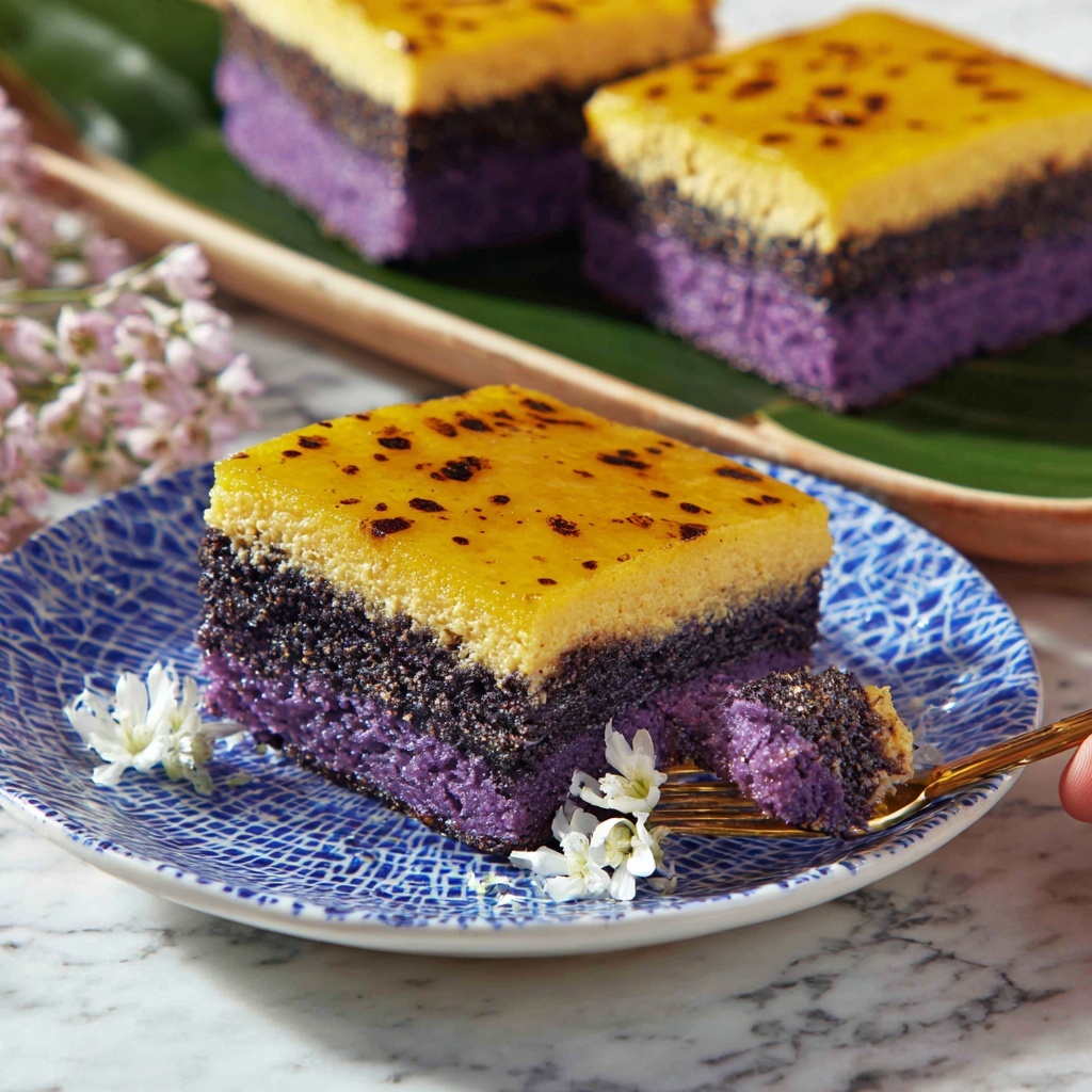 Ube Biko with Custard Topping Recipe - Recipe Image