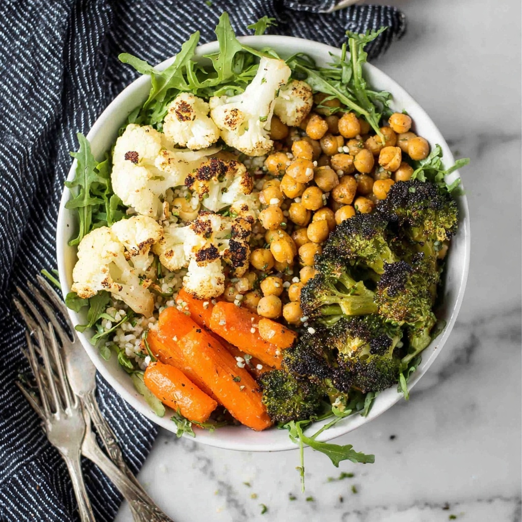 Roasted Veggie Rice Bowls with Tahini Balsamic Dressing Recipe - Recipe Image