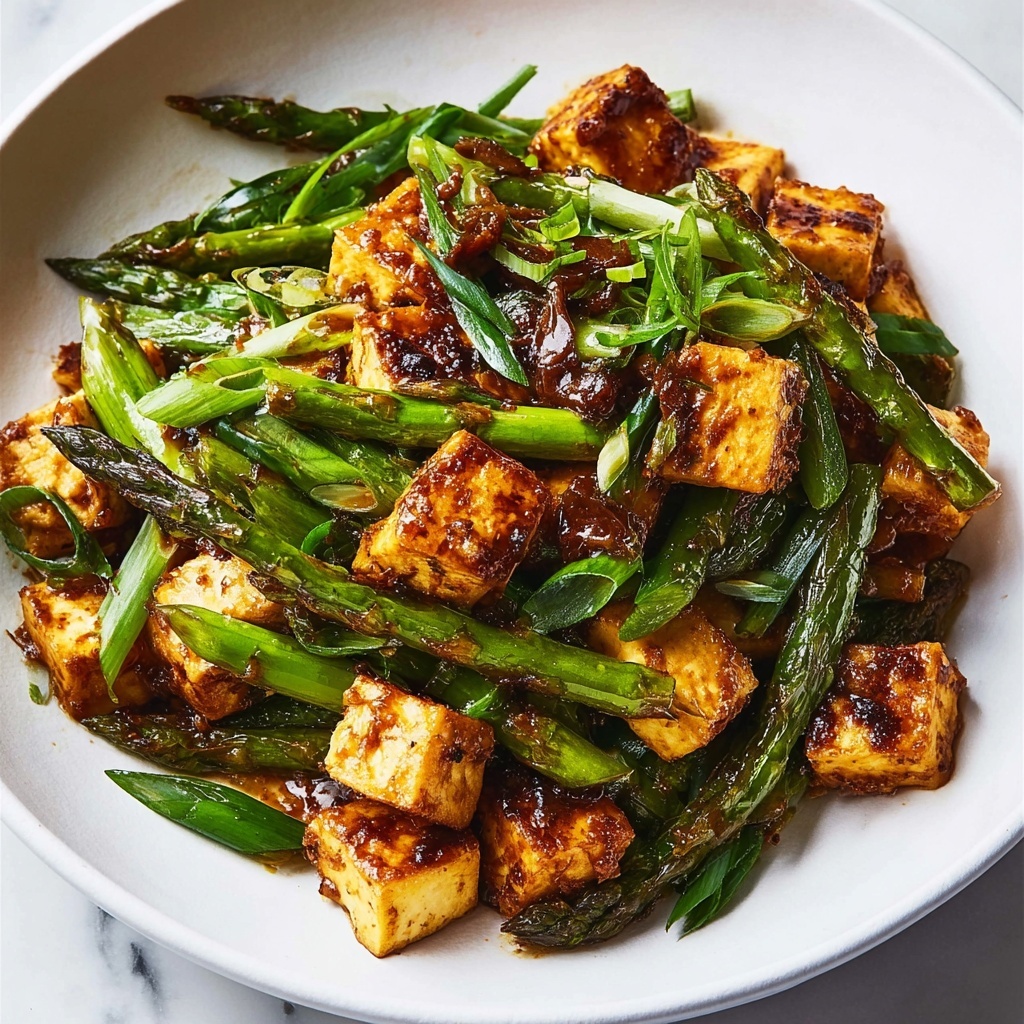 Miso-Chile Asparagus with Tofu Recipe - Recipe Image