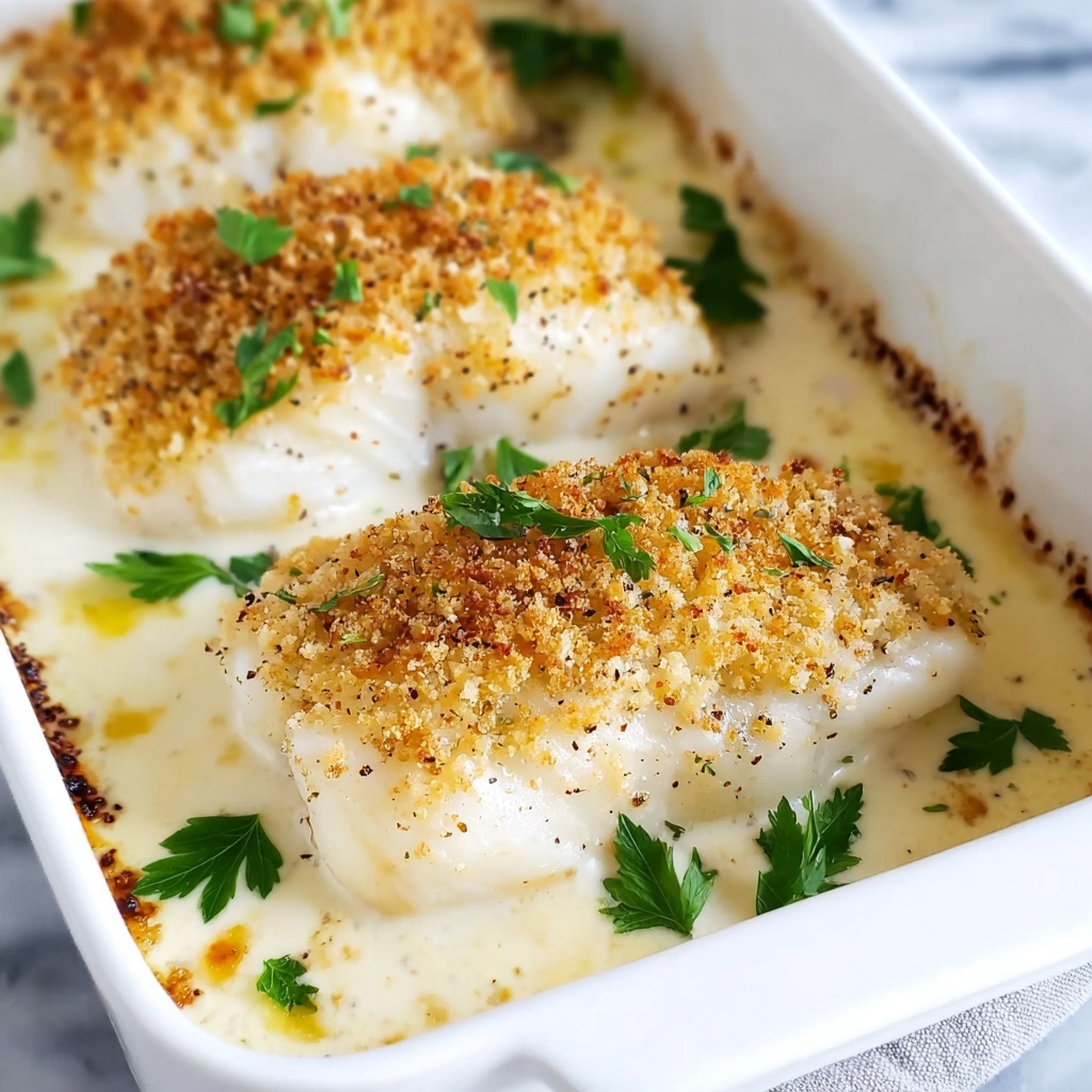 Creamy Lemon Garlic Baked Cod Recipe - Recipe Image