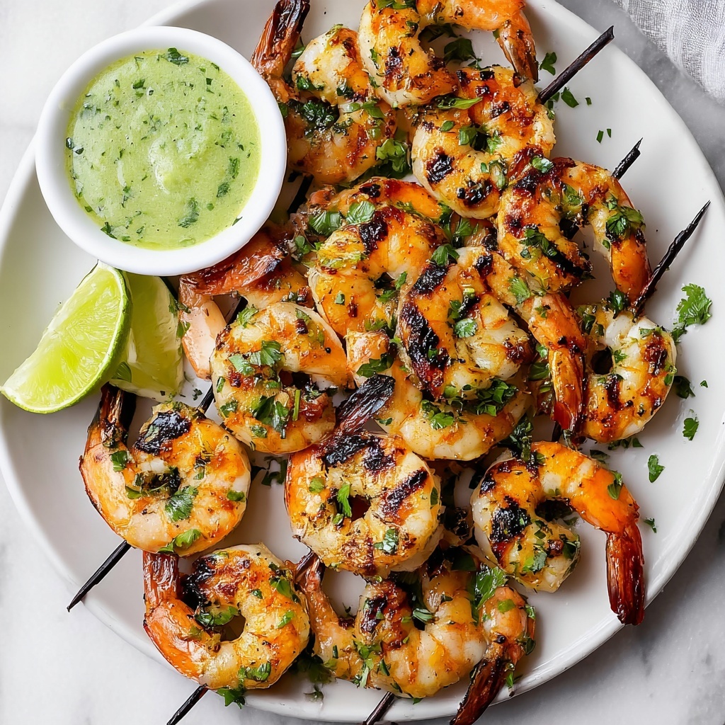 Grilled Cilantro Lime Shrimp with Avocado Lime Dipping Sauce Recipe - Recipe Image