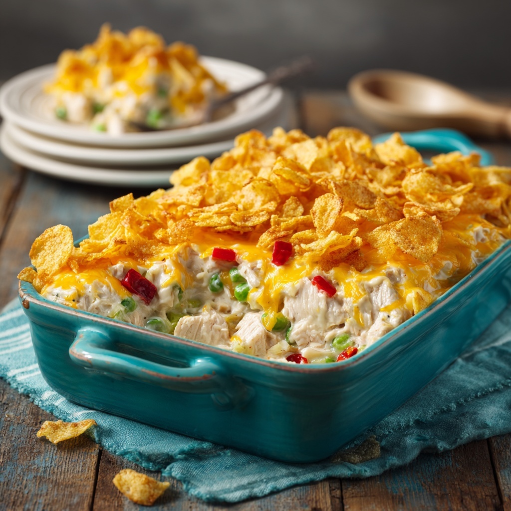 Crispy Hot Chicken Salad Casserole Recipe - Recipe Image