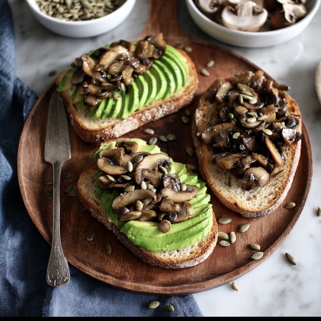 Garlic Mushroom Avocado Toast Recipe - Recipe Image
