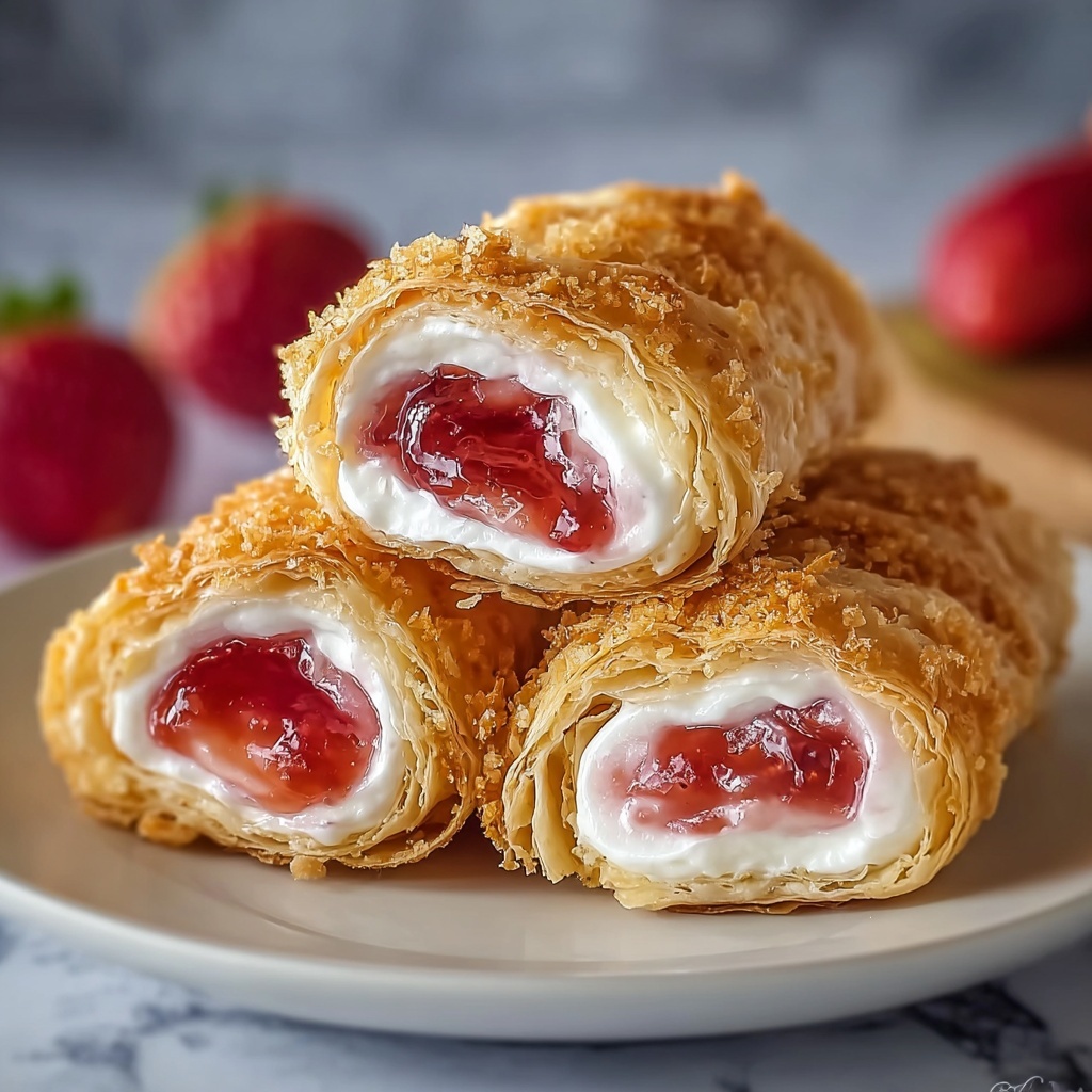 Strawberry Cheesecake Stuffed Eggroll Bites Recipe - Recipe Image