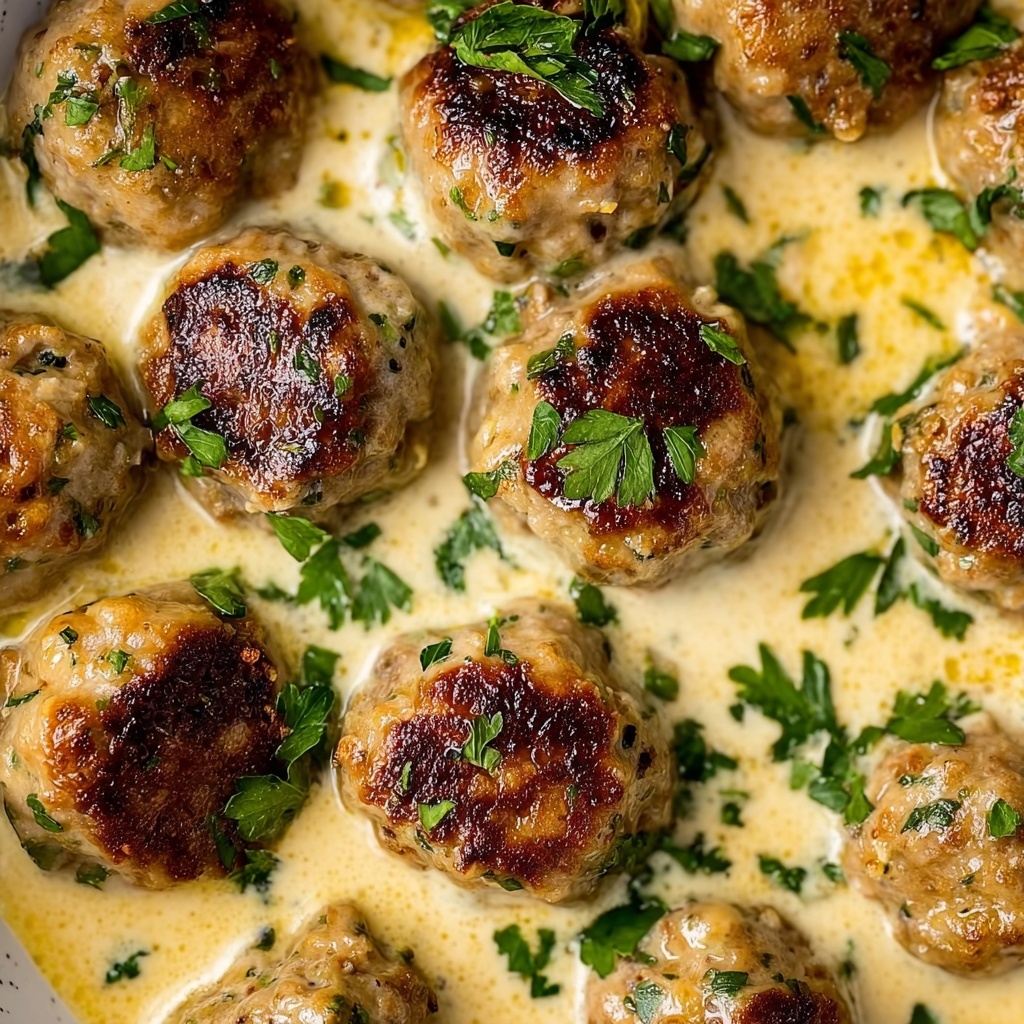 Amazing Keto Turkey Meatballs in a Creamy Parmesan Sauce Recipe - Recipe Image