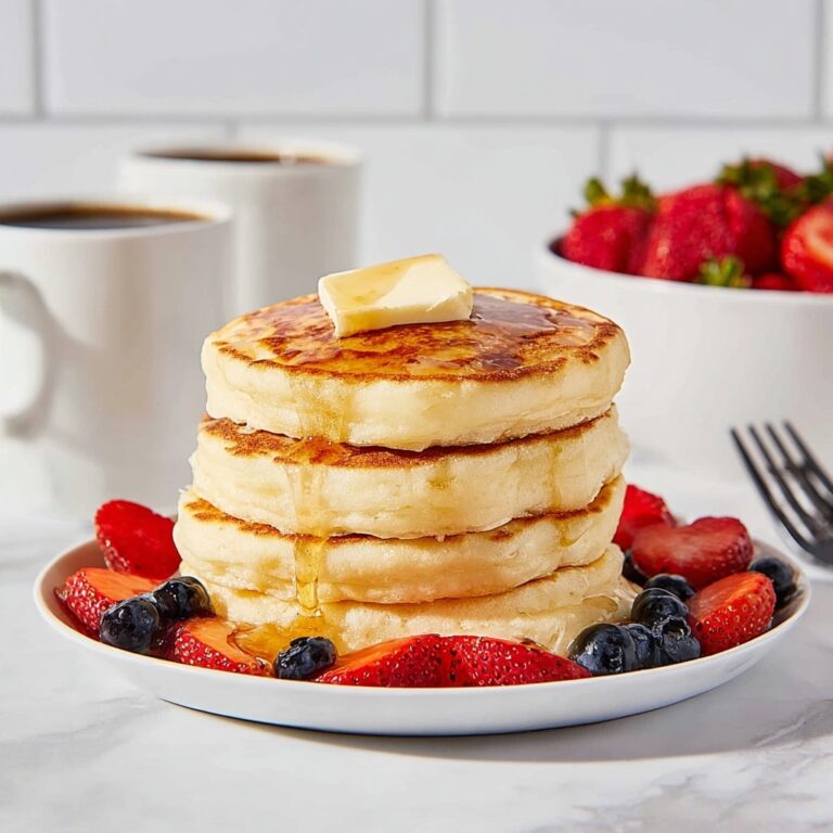 Fluffy Pancakes with Maple Syrup and Fresh Berries Recipe