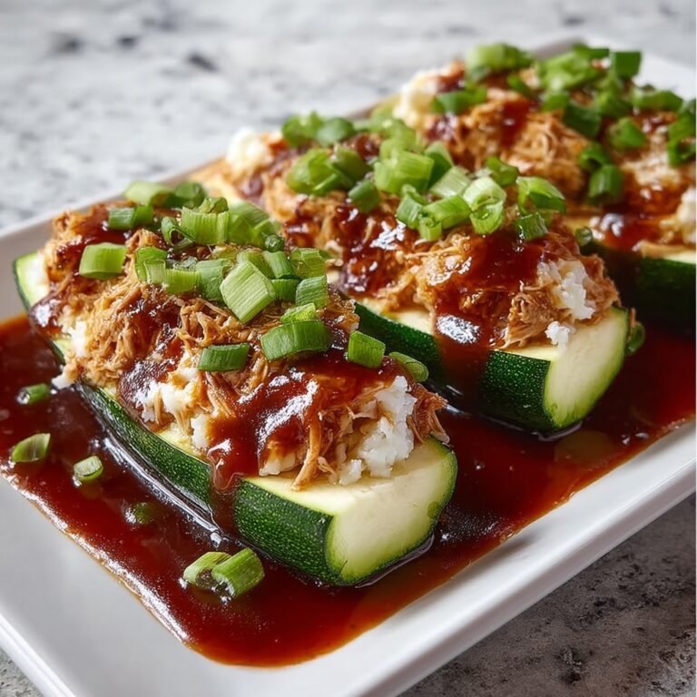 Sticky BBQ Chicken Zucchini Boats Recipe