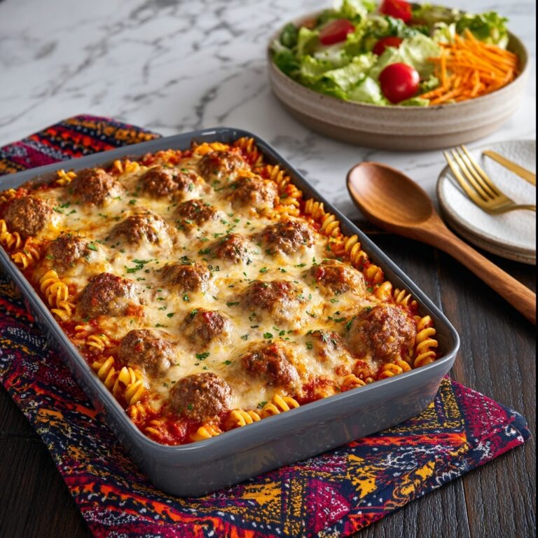 Cheesy Meatball Pasta Bake Recipe