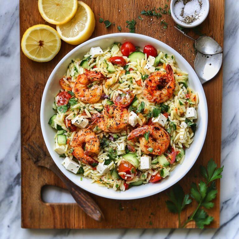Greek-Style Lemony Grilled Shrimp Orzo Salad Recipe