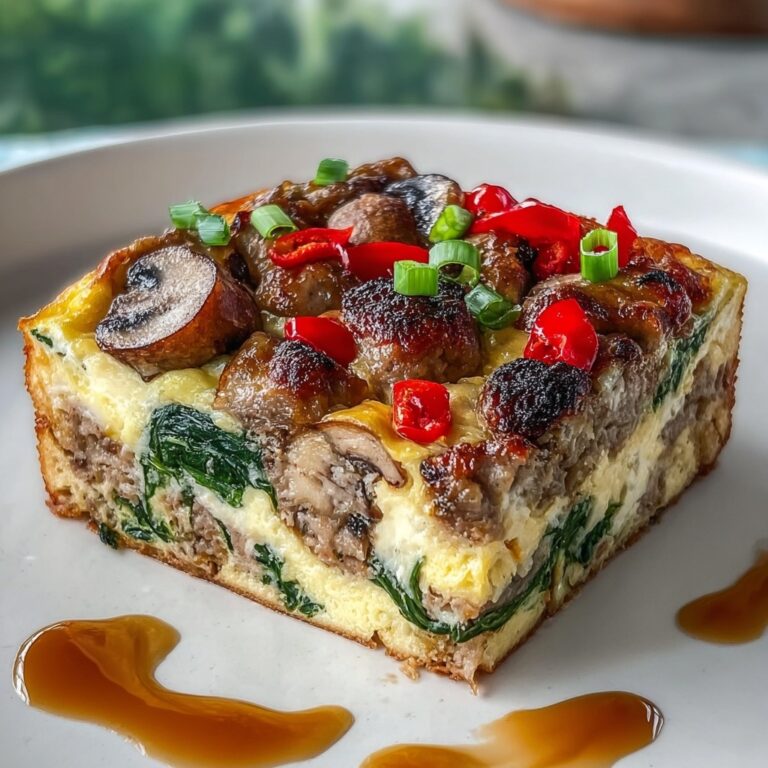 Hearty Sausage Spinach Mushroom Egg Bake Recipe