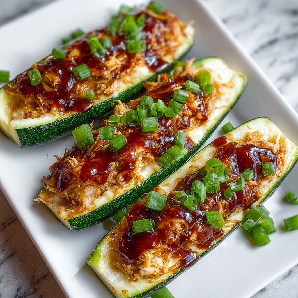 Sticky BBQ Chicken Zucchini Boats Recipe - Recipe Image